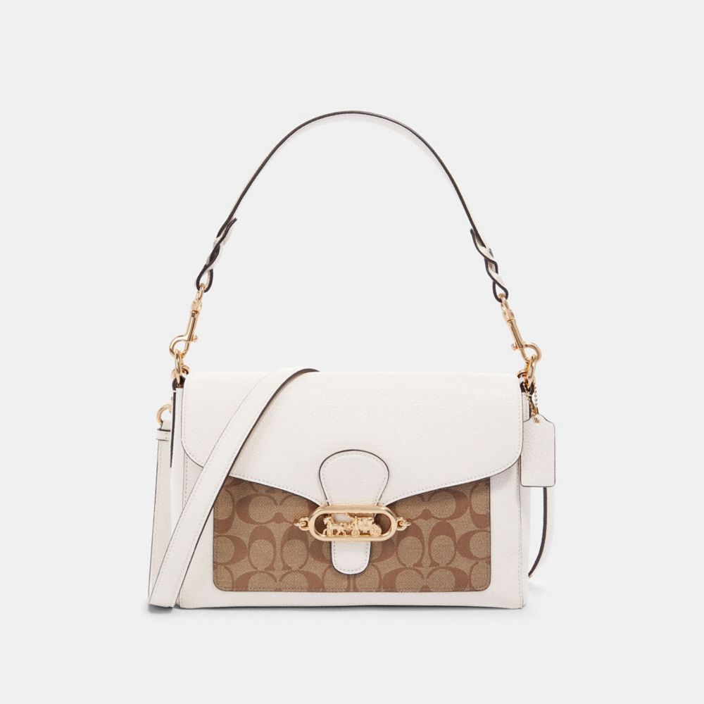 COACH JADE MESSENGER WITH SIGNATURE CANVAS DETAIL - IM/KHAKI/CHALK - F81992