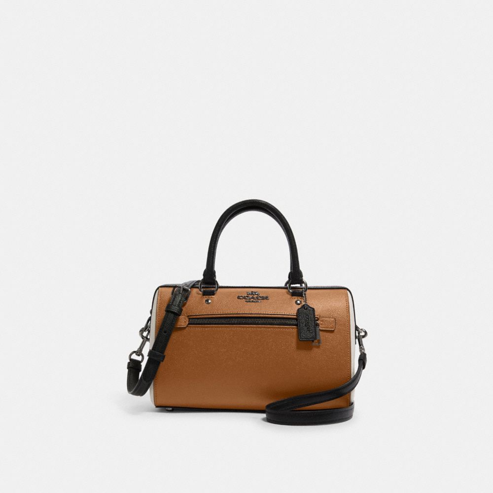 COACH F82129 ROWAN SATCHEL IN COLORBLOCK QB/LIGHT SADDLE MULTI