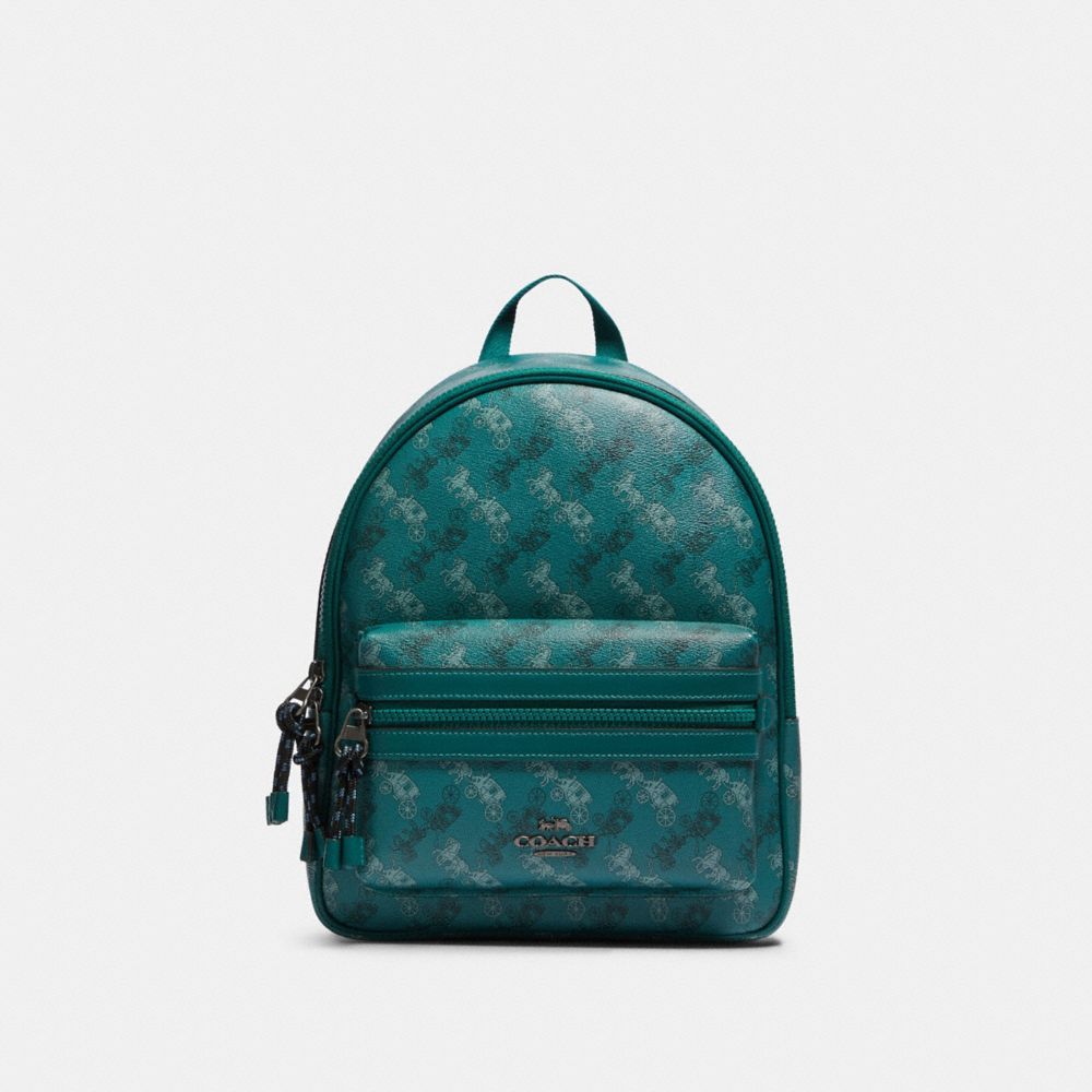 COACH F82136 - VALE MEDIUM CHARLIE BACKPACK WITH HORSE AND CARRIAGE PRINT QB/VIRIDIAN SAGE MULTI