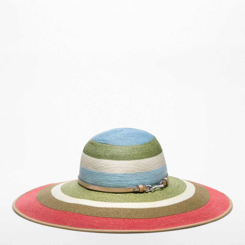 COACH F82583 Hamptons Stripe Straw Hat 