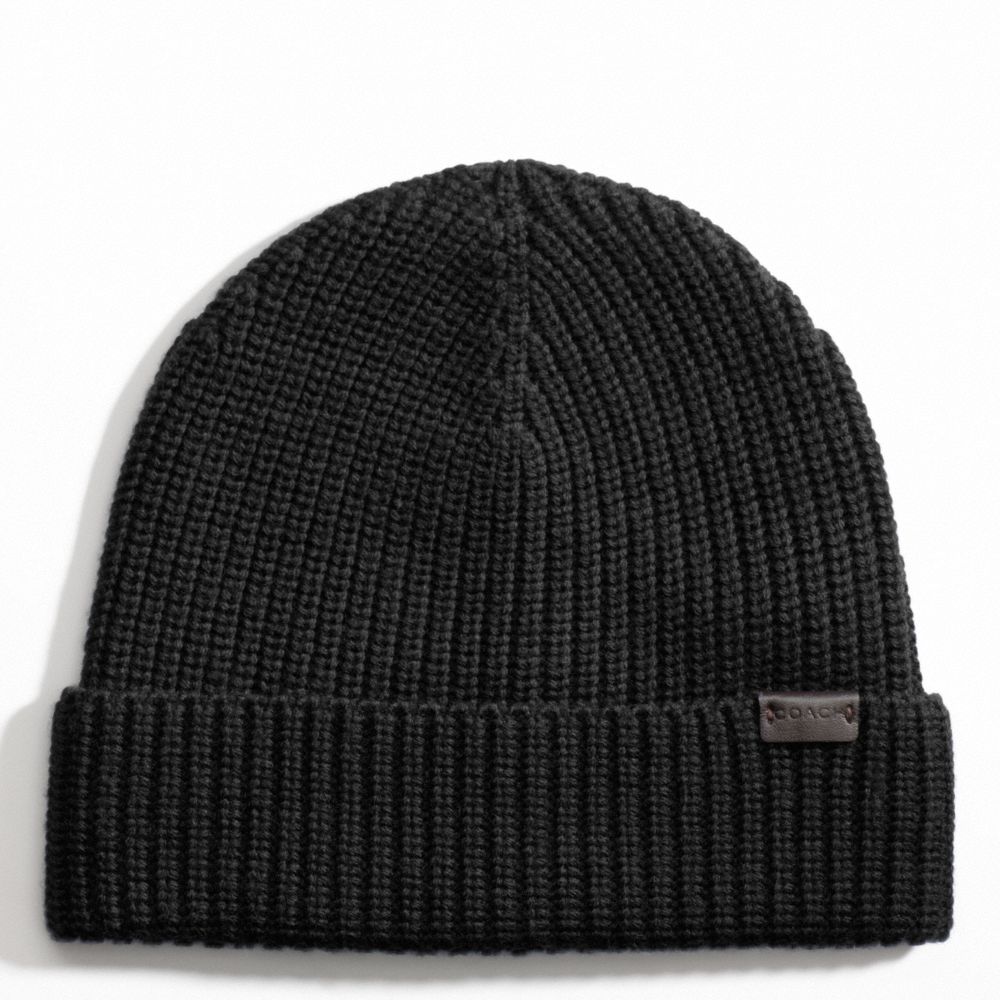 COACH SOLID MERINO KNIT HAT - BLACK - F82717