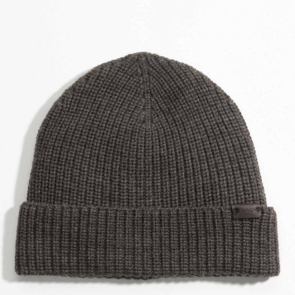 COACH SOLID MERINO KNIT HAT - GRAY - F82717