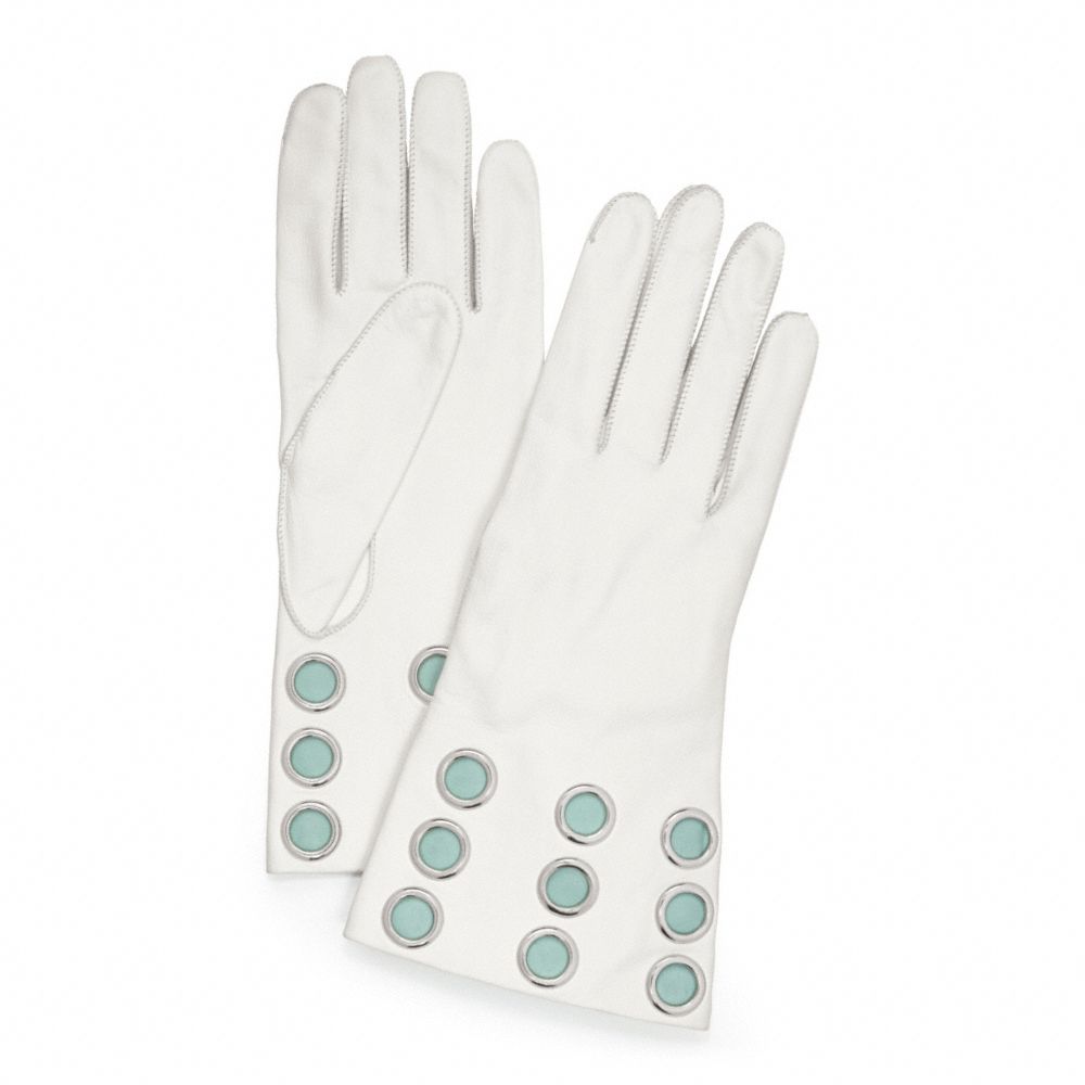 LEATHER GROMMET GLOVE - SILVER/PARCHMENT - COACH F82813