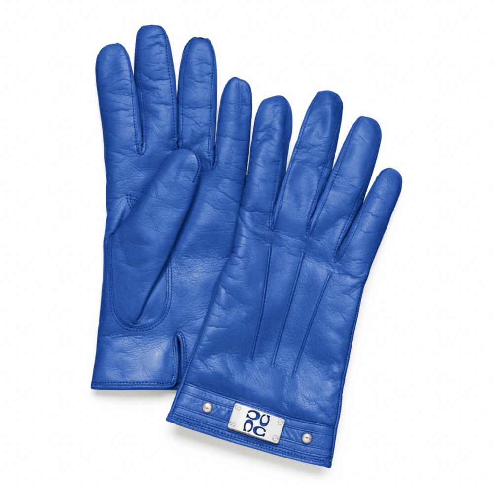 COACH F82815 Signature Plaque Glove SILVER/COBALT