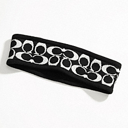 COACH F82827 Signature Metallic Knit Headband BLACK/IVORY
