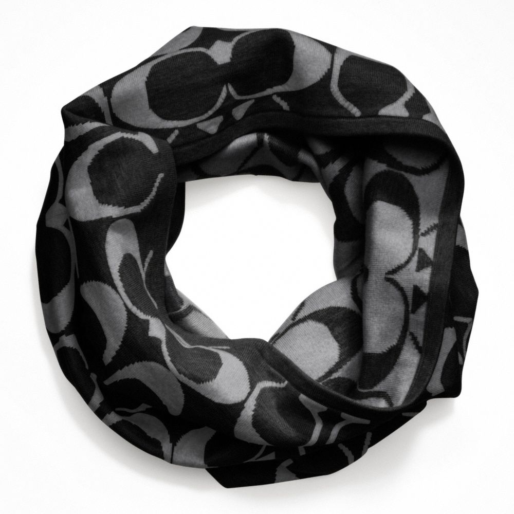 COACH f82847 SIGNATURE REVERSIBLE KNIT INFINITY SCARF BLACK/GRAY