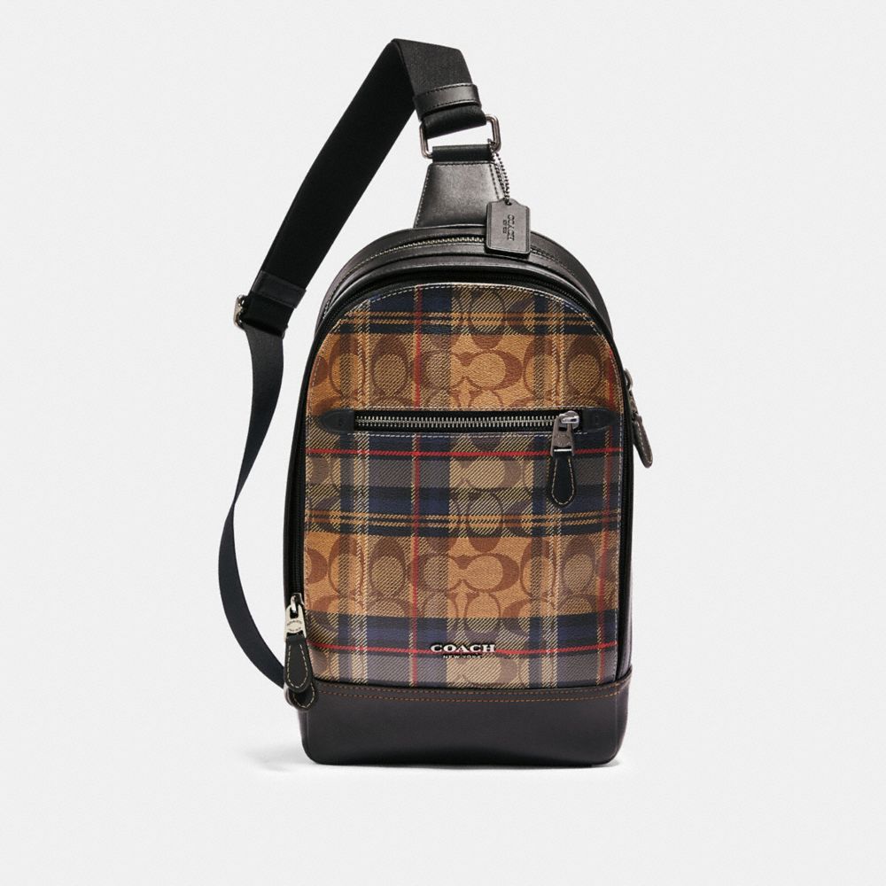 COACH F83006 - GRAHAM PACK IN SIGNATURE CANVAS WITH PLAID PRINT QB/KHAKI MULTI