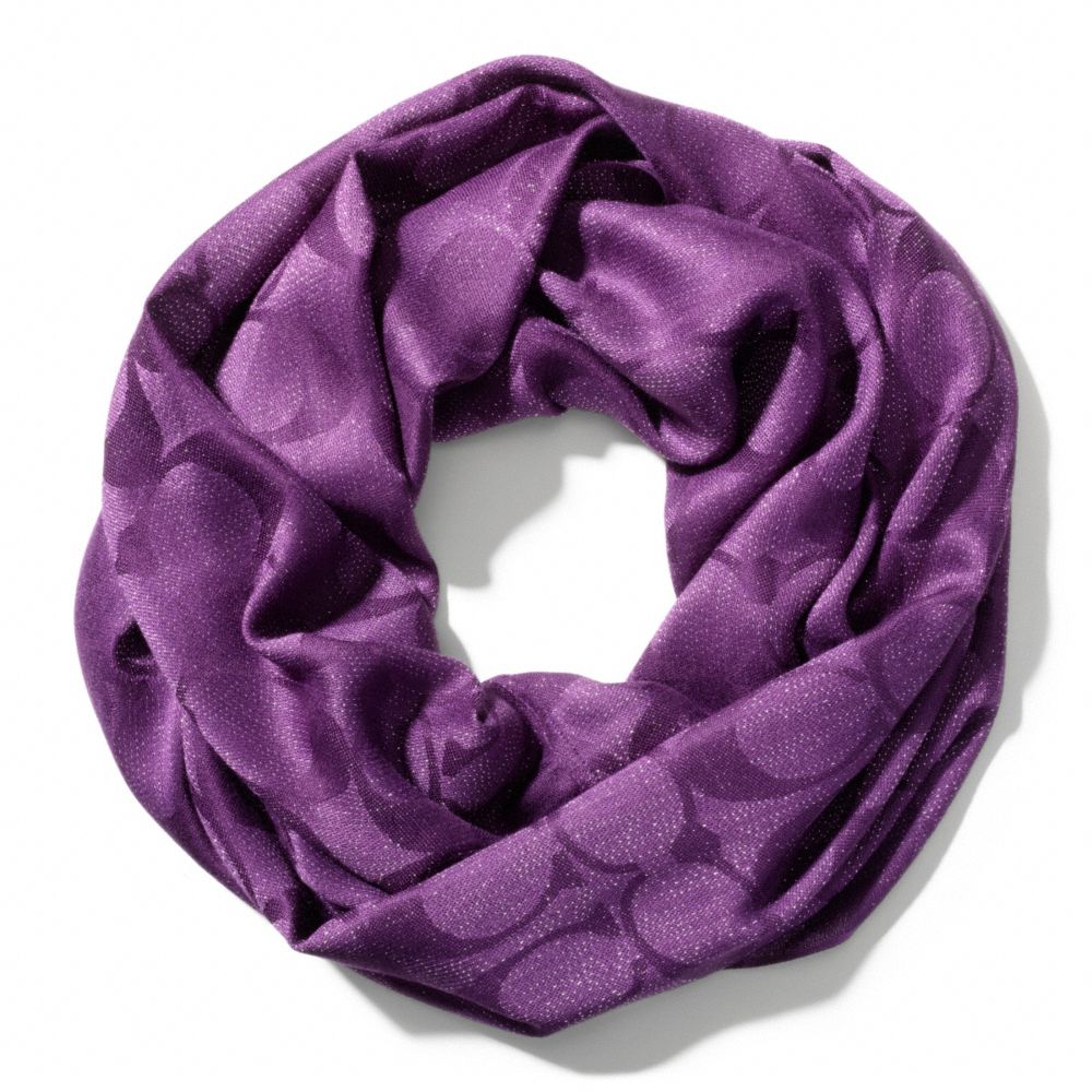 COACH f83069 SIGNATURE METALLIC INFINITY SCARF BLACK VIOLET