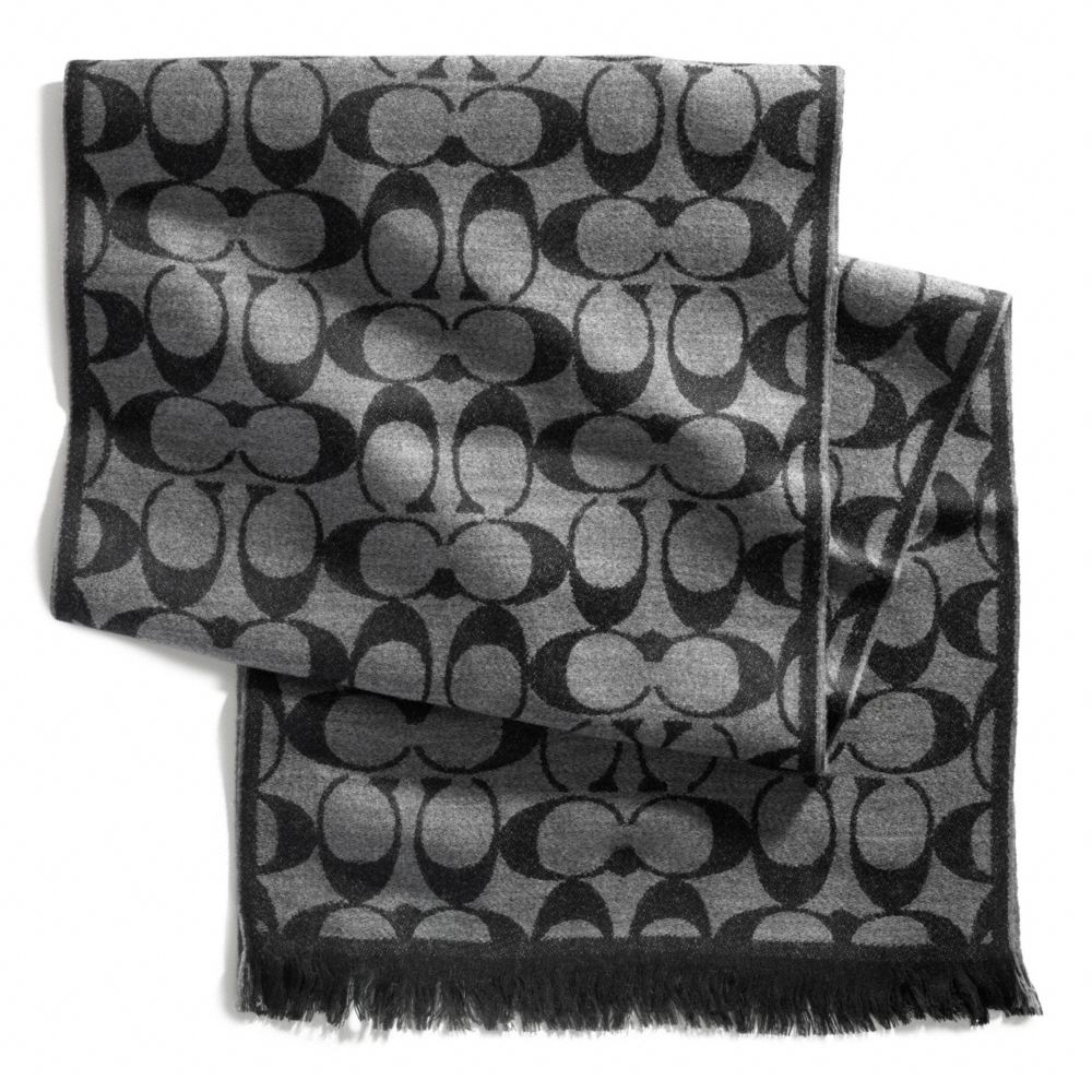 CLASSIC SIGNATURE C SCARF - BLACK/GRAY - COACH F83093