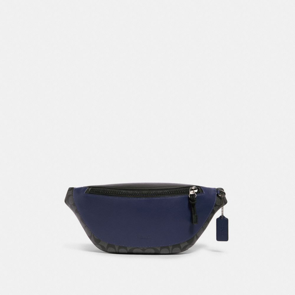 WARREN BELT BAG IN COLORBLOCK SIGNATURE CANVAS - QB/CHARCOAL CADET - COACH F83134