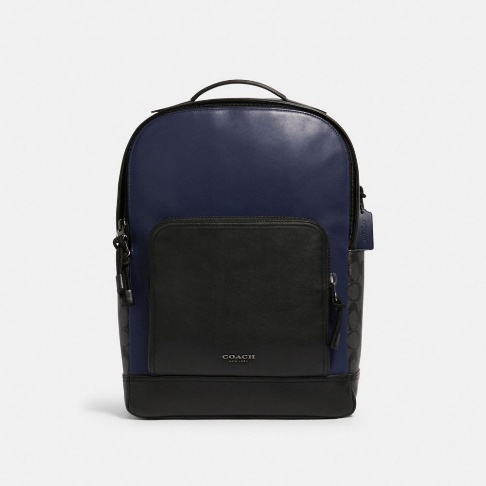 COACH F83266 Graham Backpack In Colorblock Signature Canvas QB/CHARCOAL CADET