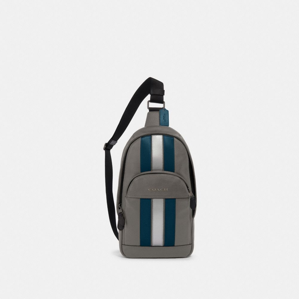 HOUSTON PACK WITH VARSITY STRIPE - QB/HEATHER GREY/AEGEAN/SILVER - COACH F83270