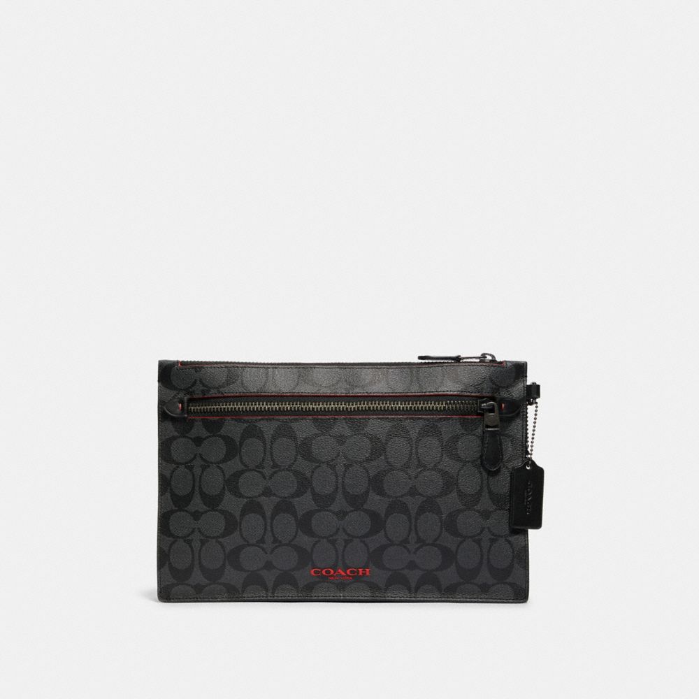 COACH F83410 VARET MESSENGER IN SIGNATURE CANVAS QB/CHARCOAL/BLACK-MULTI