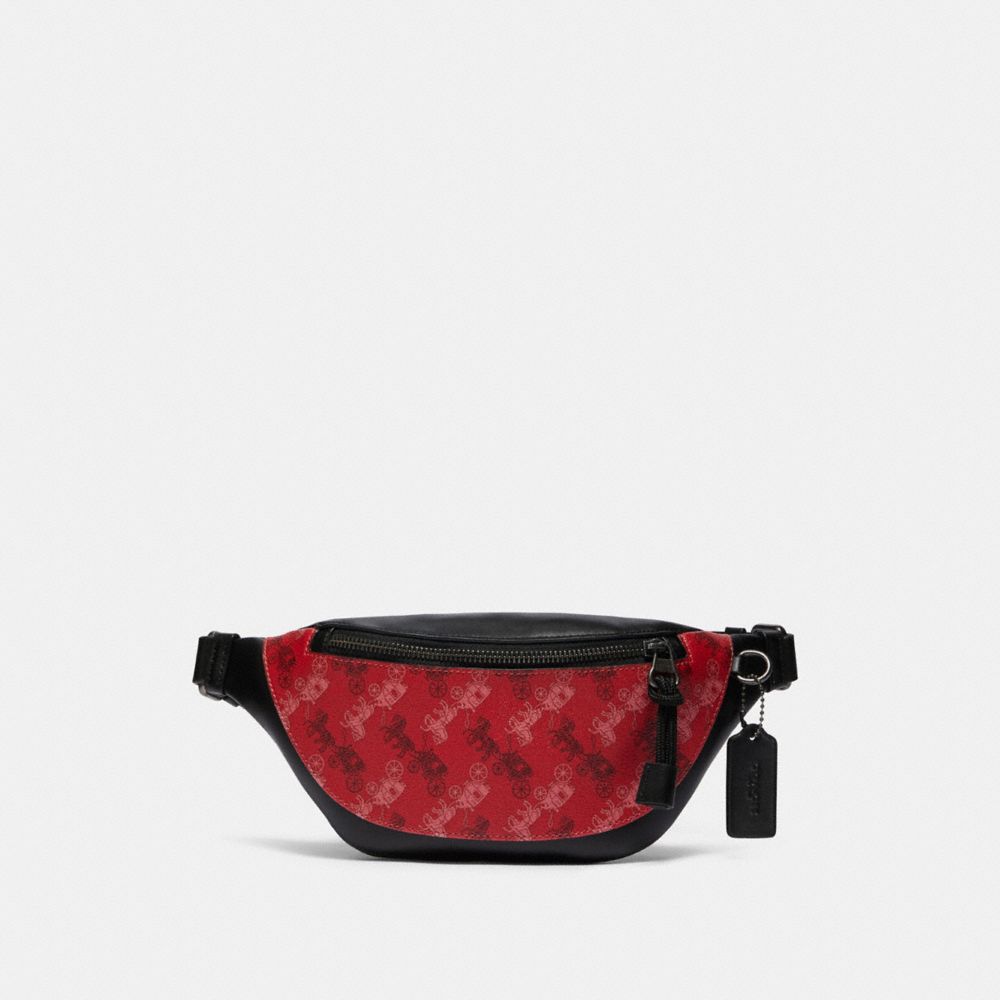 WARREN MINI BELT BAG WITH HORSE AND CARRIAGE PRINT - F83411 - QB/BRIGHT RED