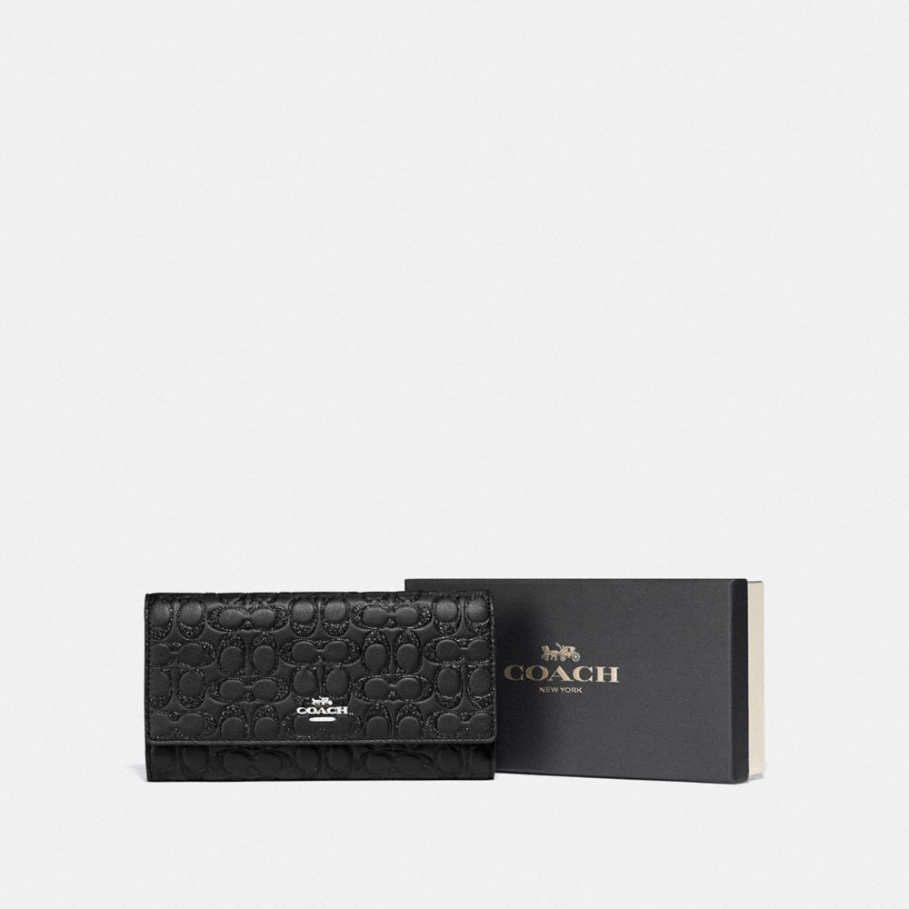 COACH F83504 - BOXED TRIFOLD WALLET IN SIGNATURE LEATHER SV/BLACK