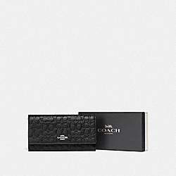 COACH F83504 Boxed Trifold Wallet In Signature Leather SV/BLACK