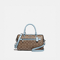 COACH F83607 - ROWAN SATCHEL IN SIGNATURE CANVAS SV/KHAKI PALE BLUE