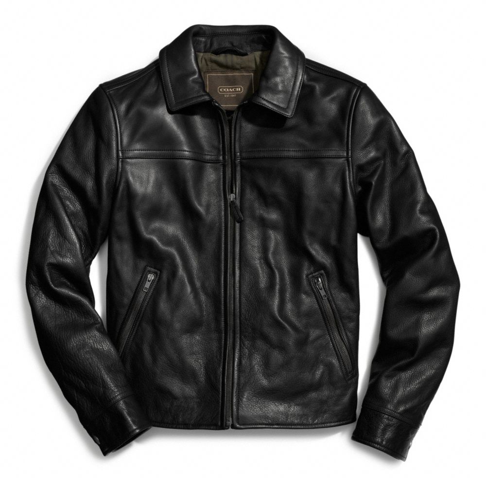 LEATHER BOMBER - f83613 - F83613BLK