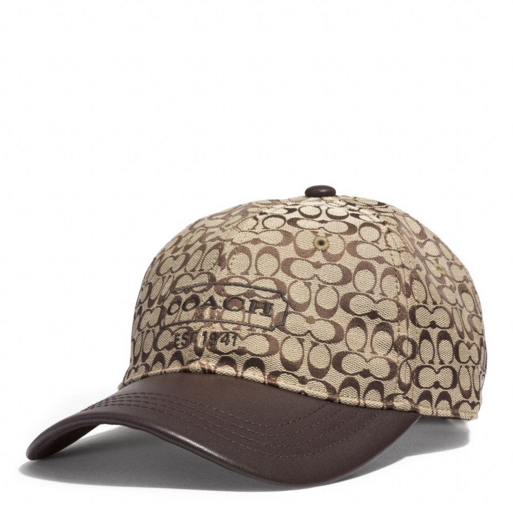 SIGNATURE JACQUARD BASEBALL CAP - KHAKI - COACH F83614