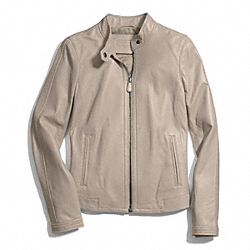 ZIP LEATHER JACKET - f83635 - TAUPE