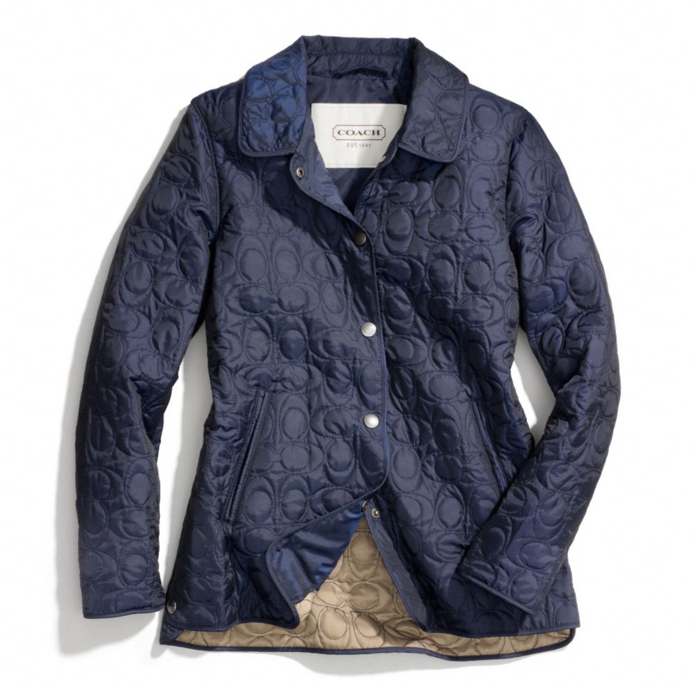 SIGNATURE C QUILTED HACKING JACKET - NAVY - COACH F83637