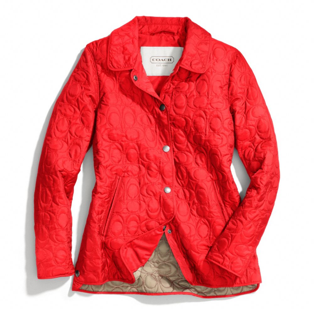SIGNATURE C QUILTED HACKING JACKET - VERMILLION - COACH F83637