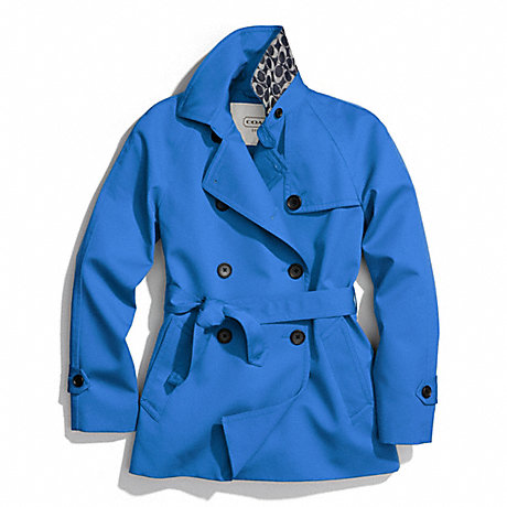 COACH f83641 SOLID SHORT TRENCH COAT FRENCH BLUE