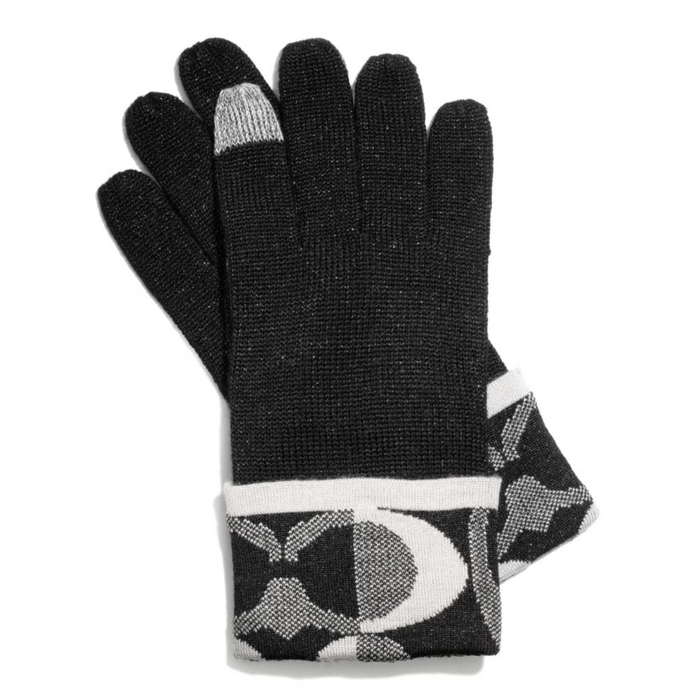 COACH F83721 TONAL DREAM C KNIT TOUCH GLOVE BLACK/SILVER