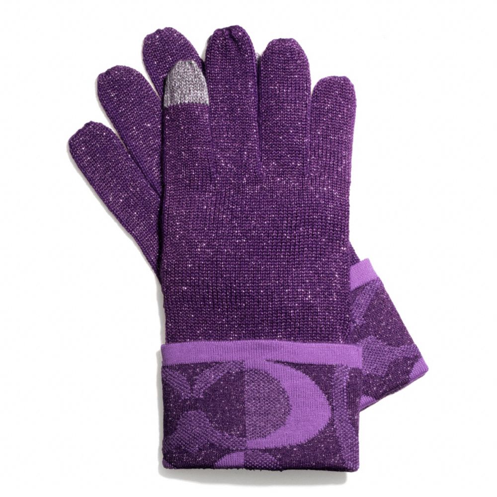 COACH F83721 Tonal Dream C Knit Touch Glove VIOLET MARINE/SILVER