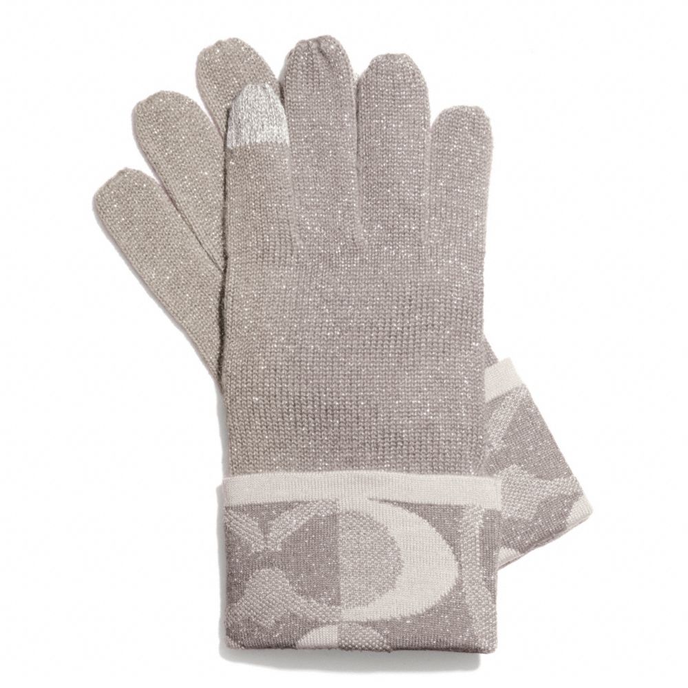 TONAL DREAM C KNIT TOUCH GLOVE - GRAY/SILVER - COACH F83721