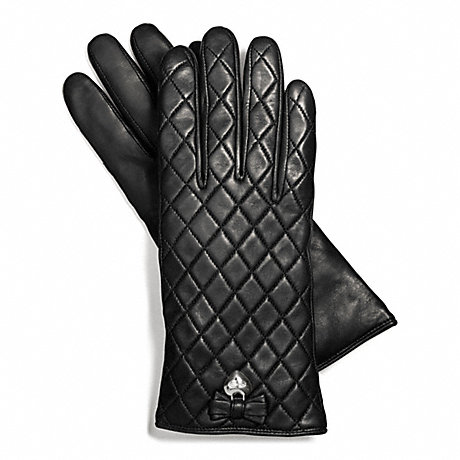 COACH LEATHER QUILTED BOW GLOVE - SILVER/BLACK - f83722