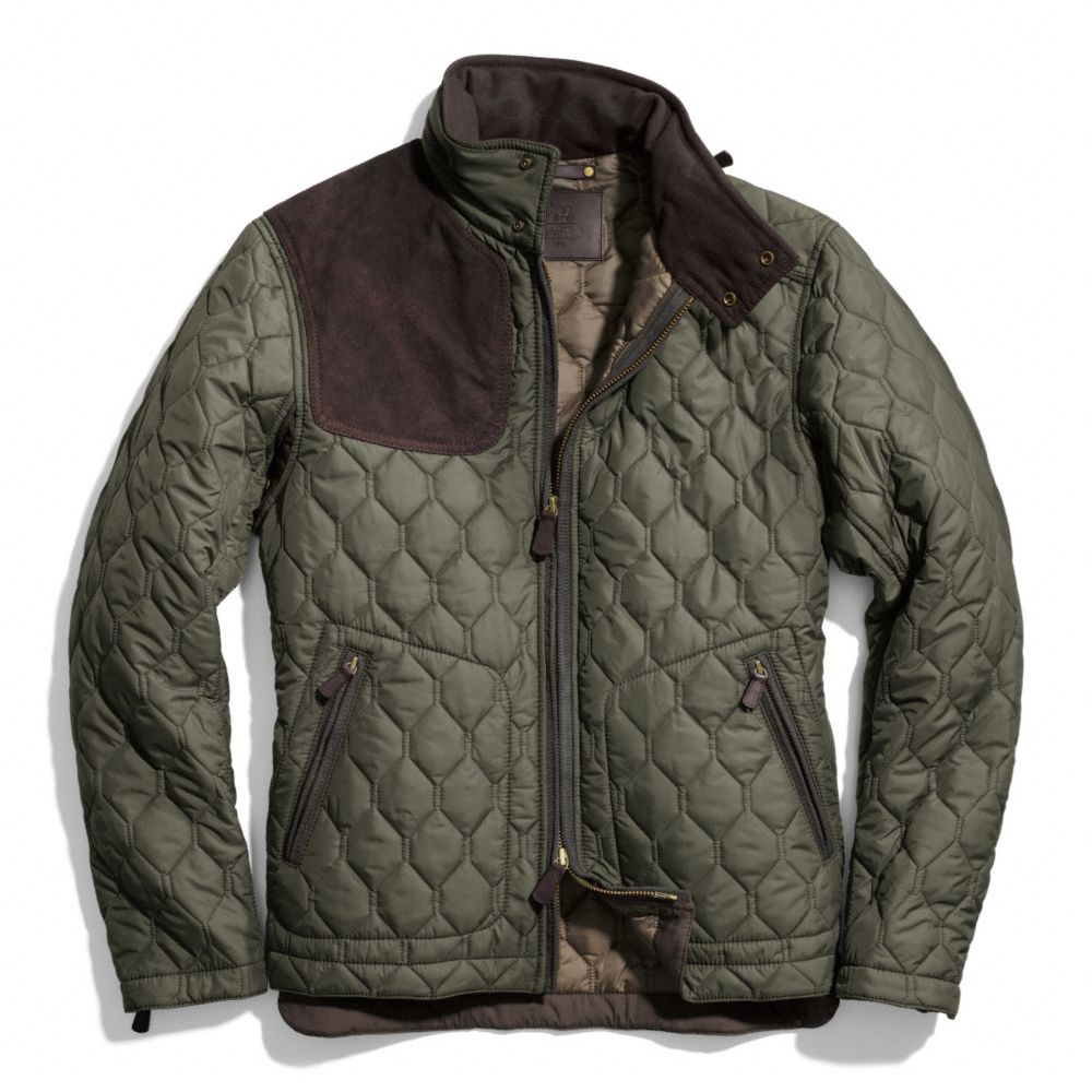 BOWERY QUILTED SUEDE GUN PATCH JACKET - f83742 - F83742OLV