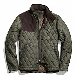BOWERY QUILTED SUEDE GUN PATCH JACKET COACH F83742