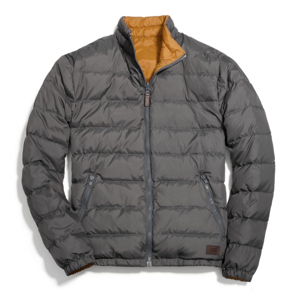 COACH F83743 - PACKABLE REVERSIBLE DOWN JACKET - GREY/MUSTARD | COACH MEN