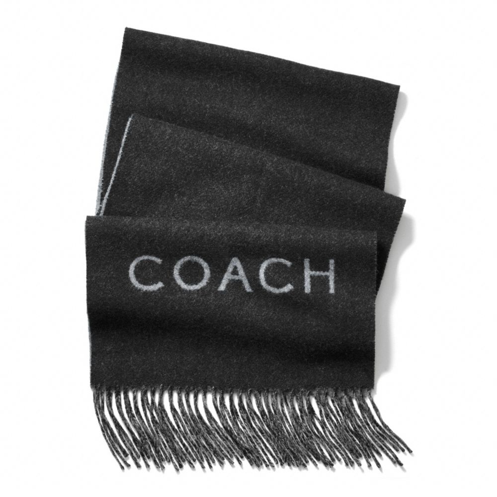 COACH f83758 BICOLOR DOUBLE FACED CASHMERE BLEND WOVEN SCARF BLACK/GRAY