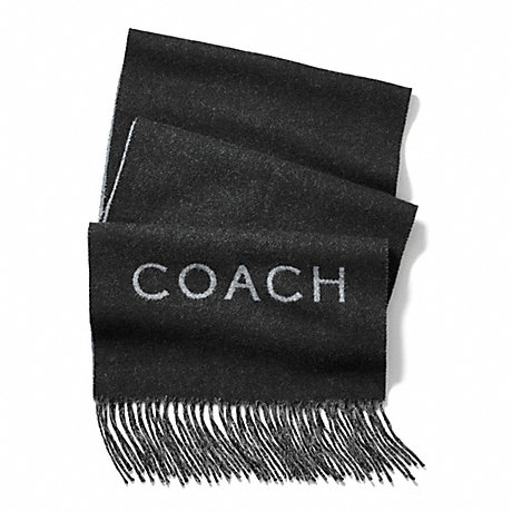 COACH BICOLOR DOUBLE FACED CASHMERE BLEND WOVEN SCARF - BLACK/GRAY - f83758