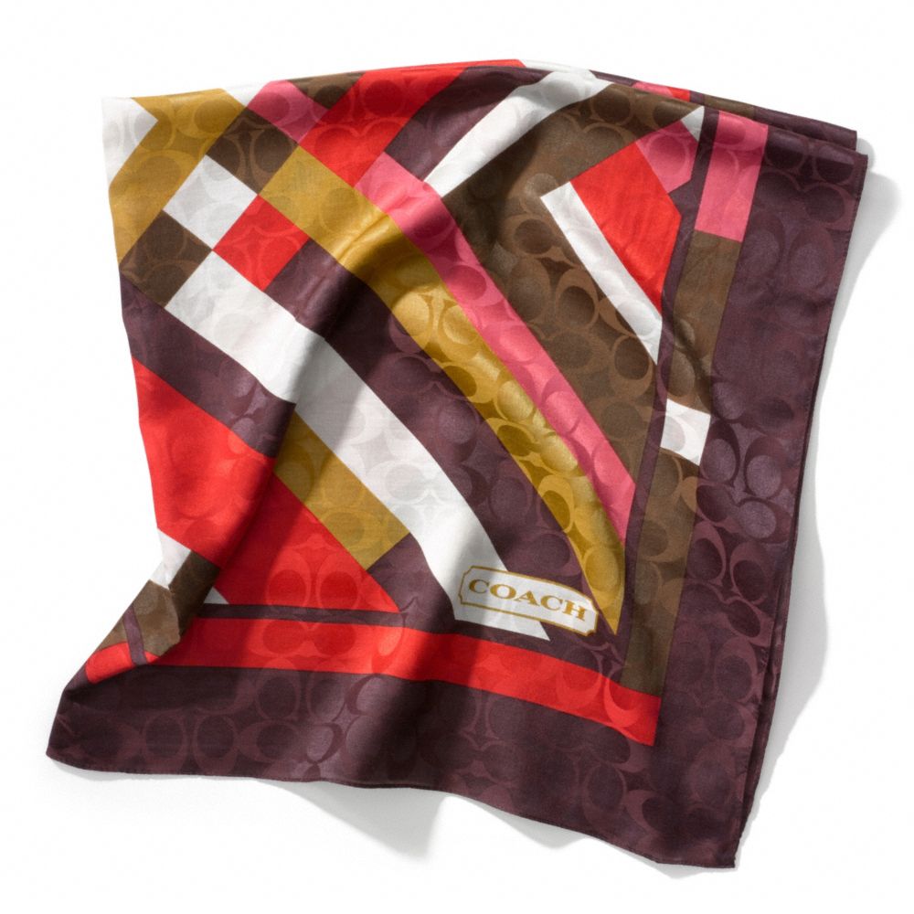 GEOMETRIC COLORBLOCK SQUARE SCARF - BERRY - COACH F83804