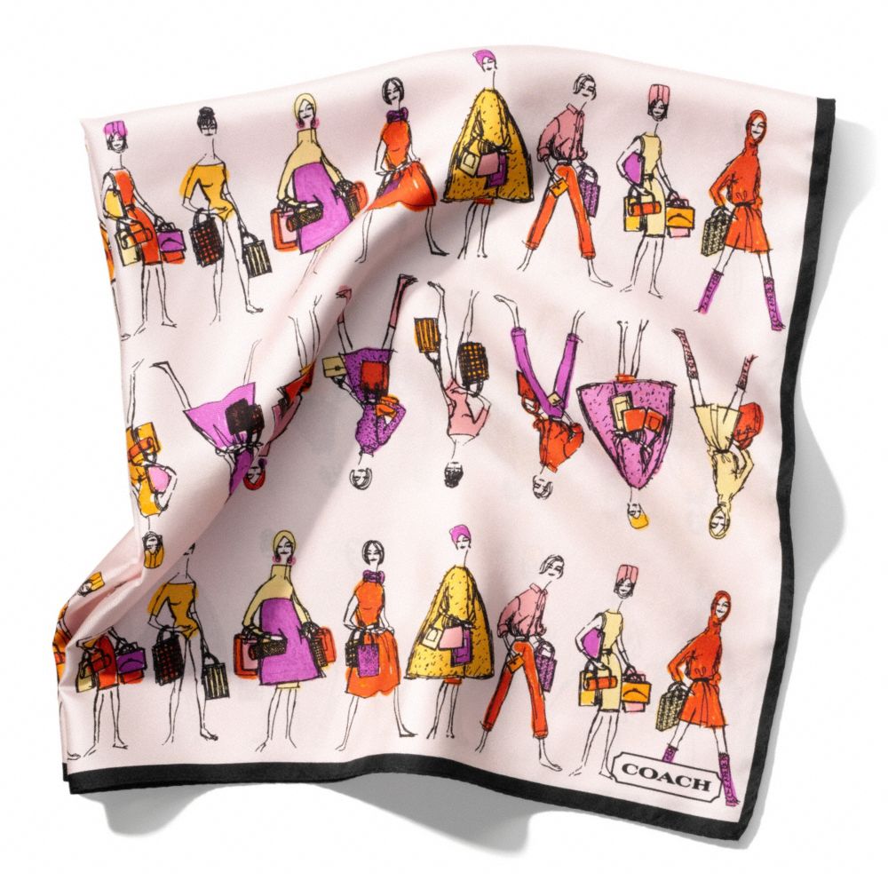 COACH BONNIE SKETCHES 27 X 27 SCARF - PINK - f83808