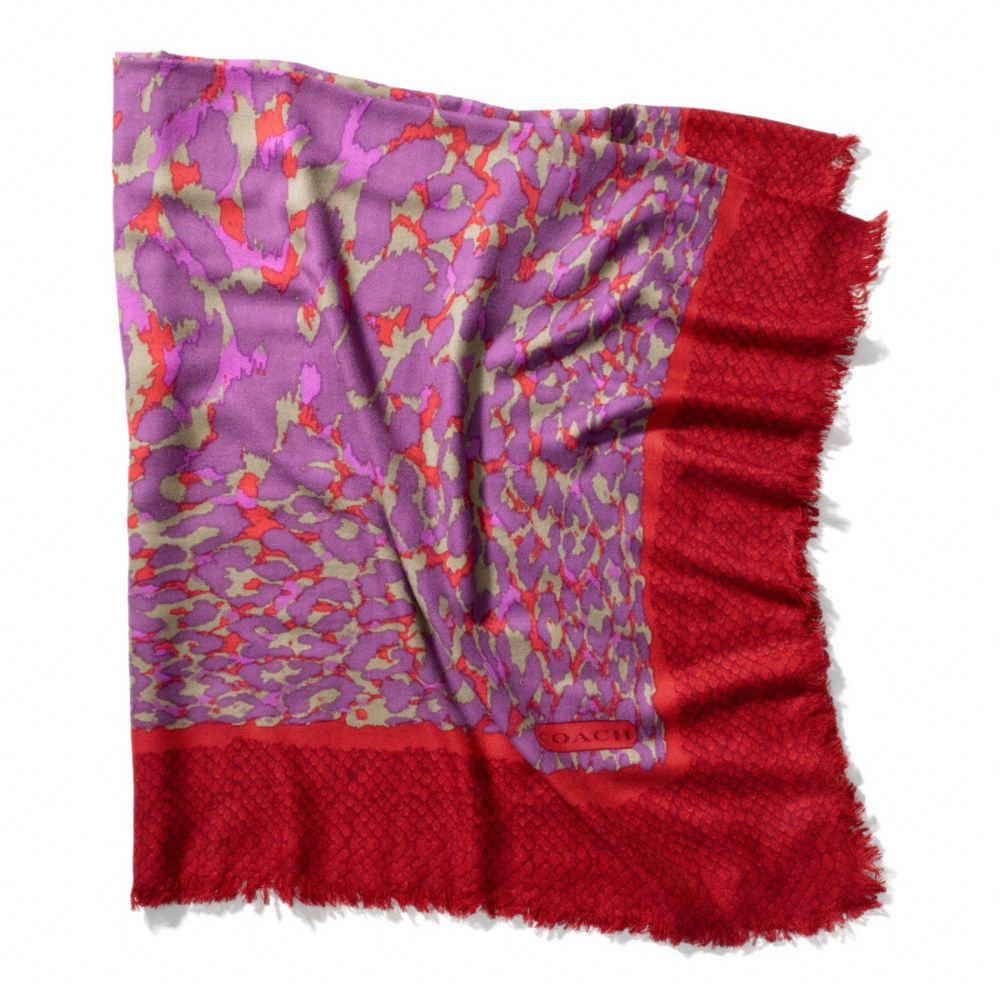 OCELOT SQUARE SHAWL - VERMILLION - COACH F83825