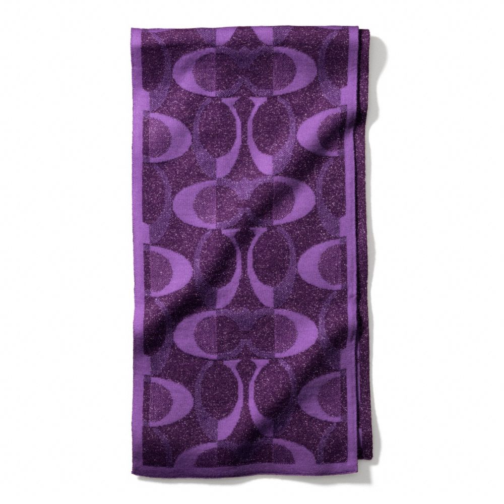 COACH TONAL DREAM C KNIT SCARF - VIOLET MARINE/SILVER - F83834