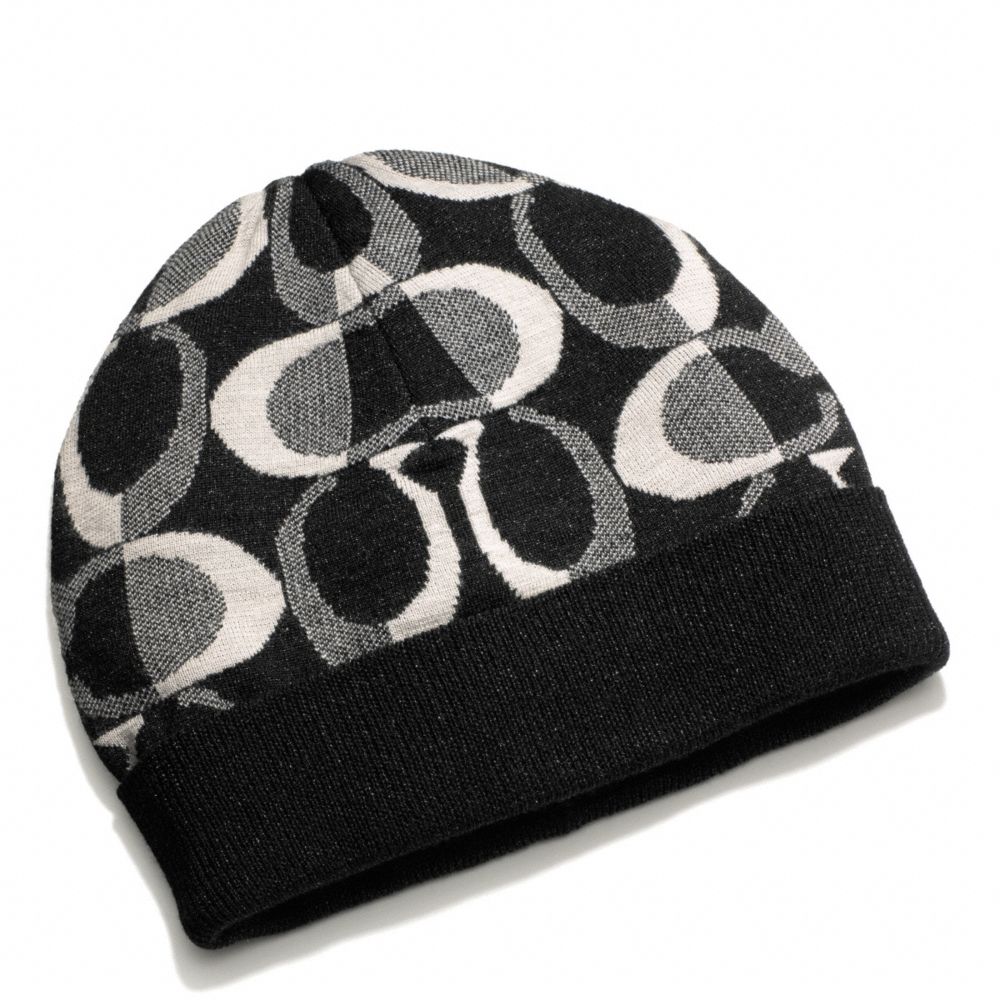 COACH TONAL DREAM C KNIT HAT - BLACK/SILVER - f83840