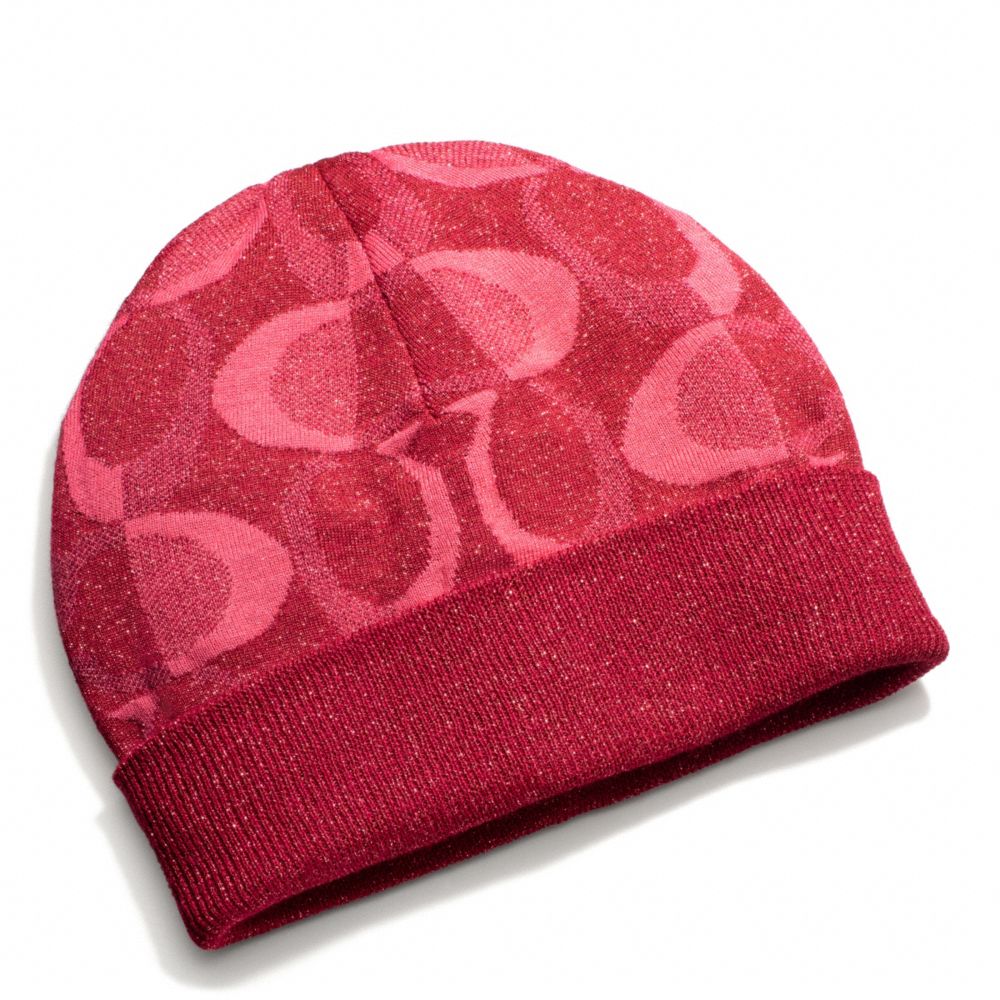 COACH F83840 TONAL DREAM C KNIT HAT PINK-SCARLET/SILVER