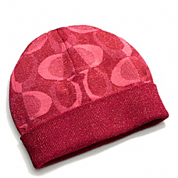 COACH F83840 Tonal Dream C Knit Hat PINK SCARLET/SILVER