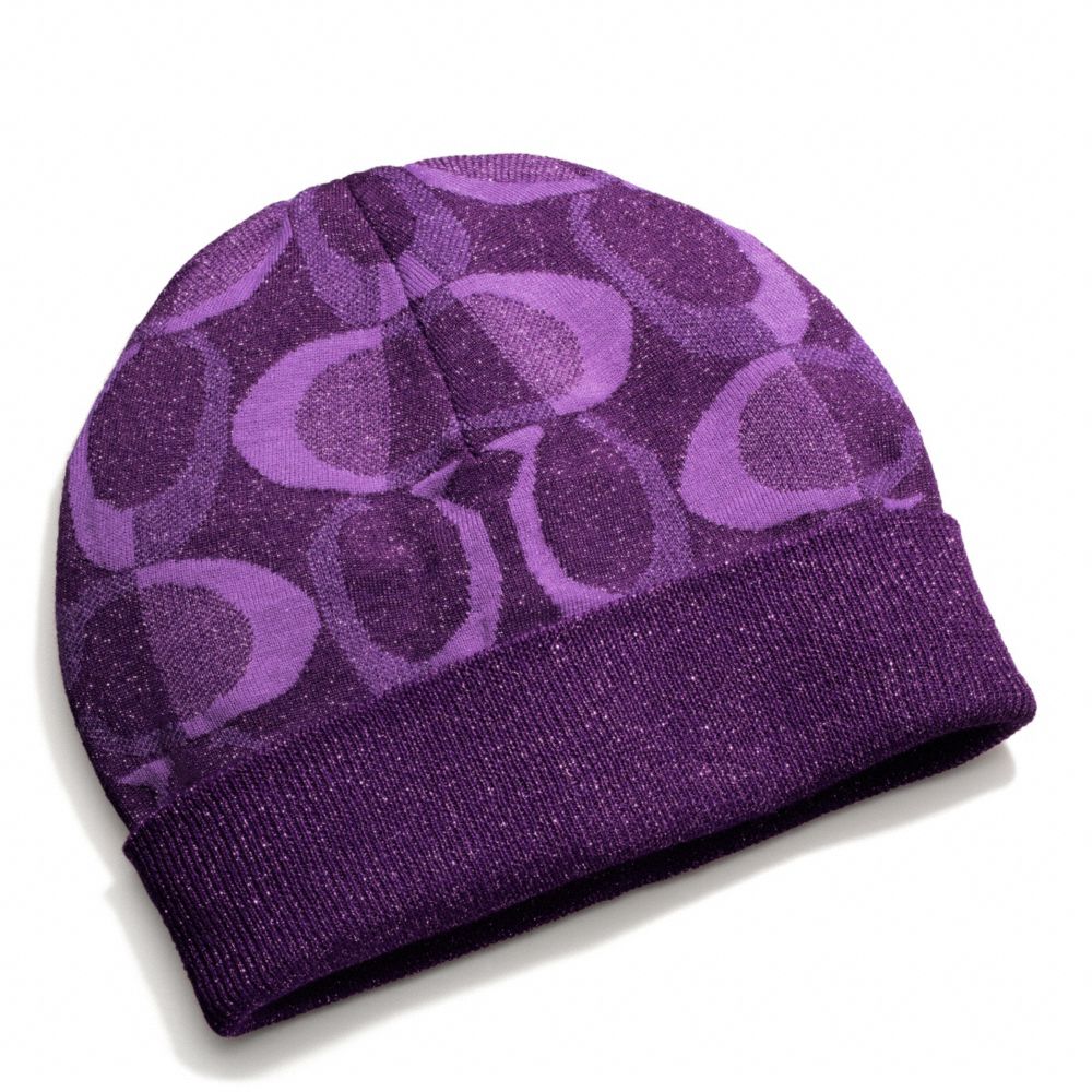 COACH TONAL DREAM C KNIT HAT - VIOLET MARINE/SILVER - f83840