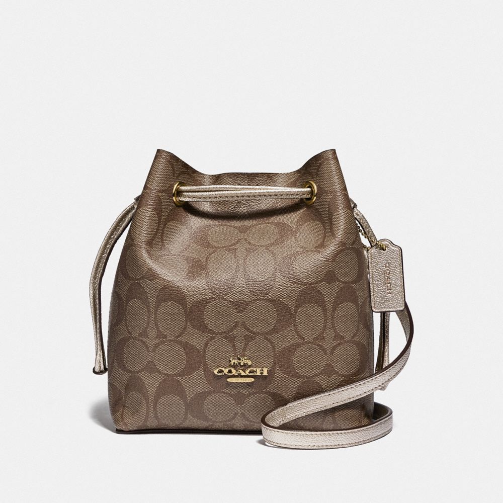 COACH LENA CROSSBODY IN SIGNATURE CANVAS - IM/KHAKI PLATINUM - F83856