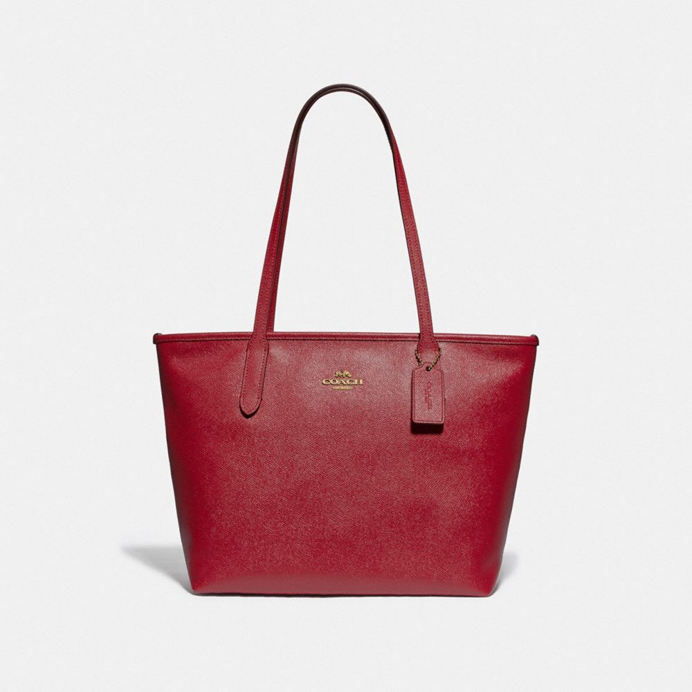 COACH ZIP TOP TOTE - IM/TRUE RED - F83857