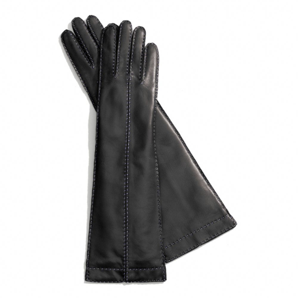 COACH f83862 LONG BONNIE STITCH LEATHER GLOVE BLACK