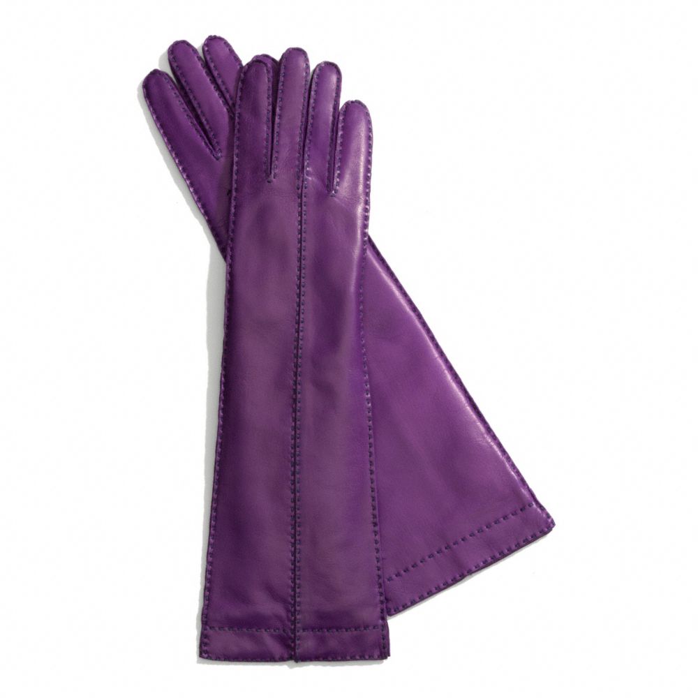 COACH f83862 LONG BONNIE STITCH LEATHER GLOVE PURPLE