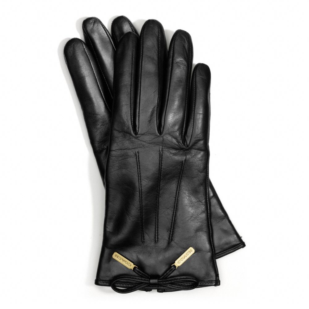 COACH f83865 LEATHER BOW GLOVE BLACK