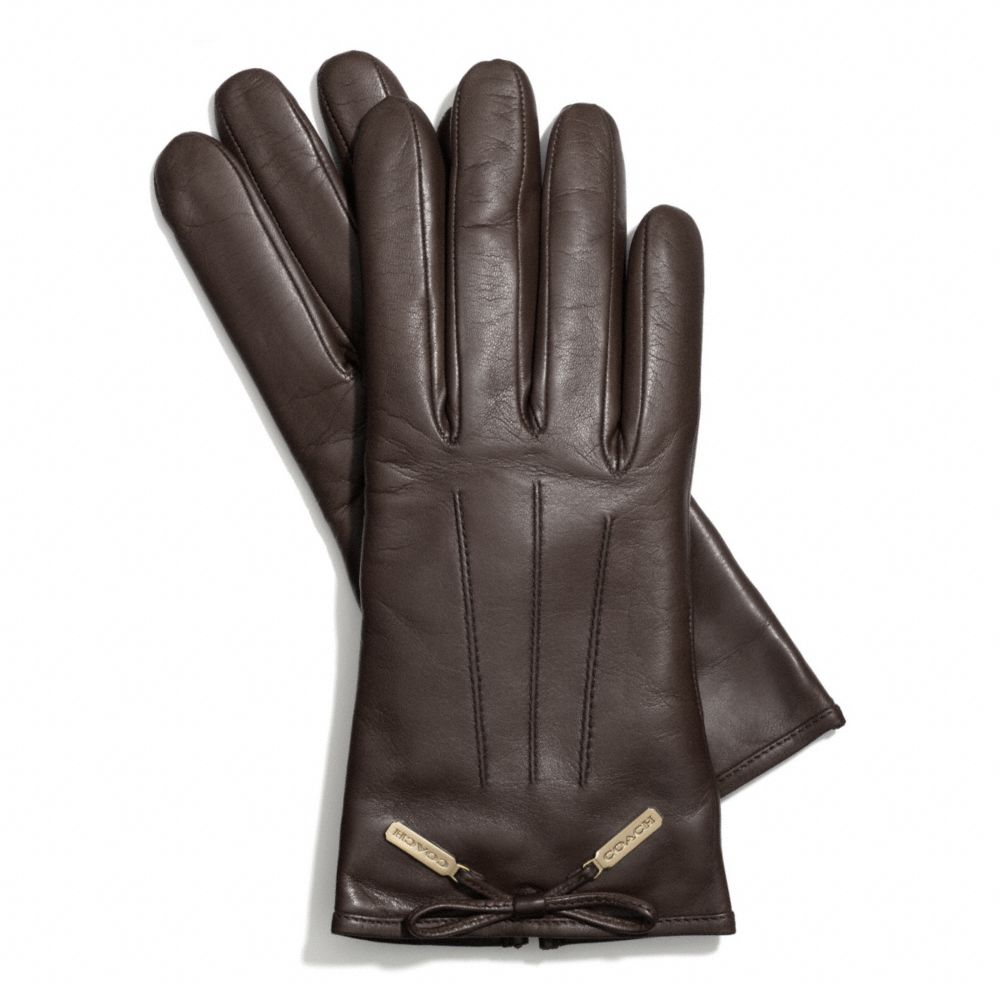 COACH F83865 Leather Bow Glove CHOCOLATE